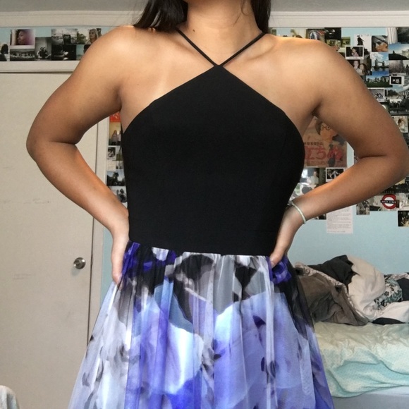 Blondie Nites Dresses & Skirts - Blondie Nites Floral Print Mesh Halter Gown